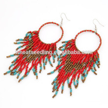 2014 Fashion seed bead red dangle earrings